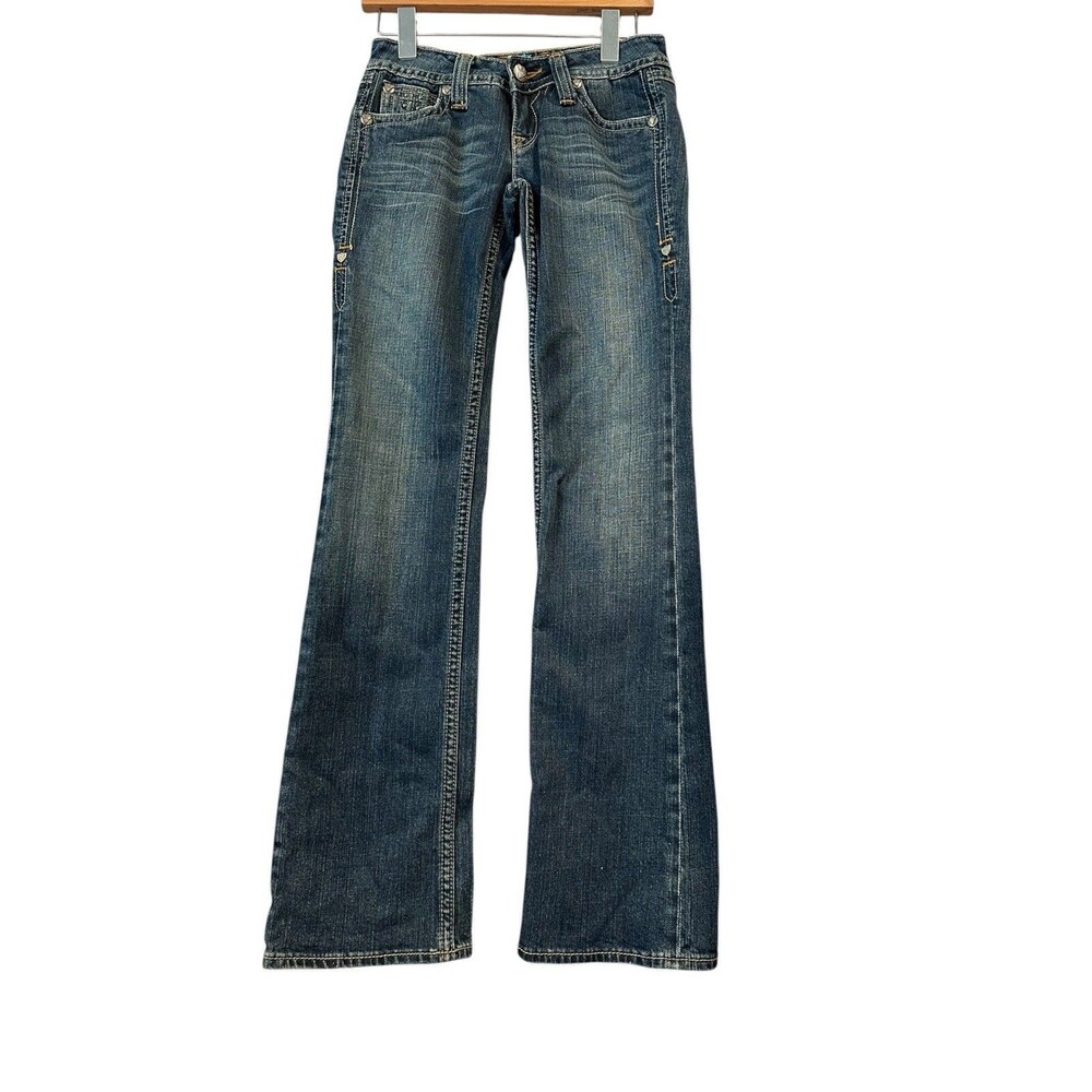 Sang Real Jeans Women  Mid Rise Bootcut Western Dark Wash Blue Stretch 26x32